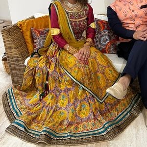 Beautiful yellow Indian Lehenga set.